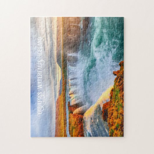 Custom Text Godafoss Waterfall, IJsland Legpuzzel (Verticaal)