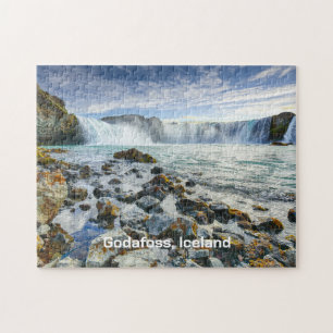 Custom Text Godafoss Waterfall, IJsland Legpuzzel
