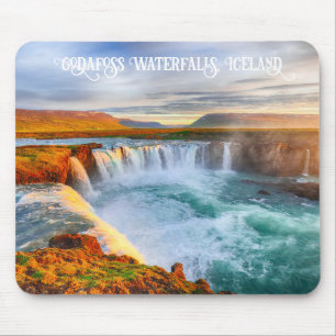 Custom Text Godafoss Waterfall, IJsland Muismat