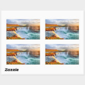 Custom Text Godafoss Waterfall, IJsland Rechthoekige Sticker (Vel)