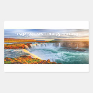 Custom Text Godafoss Waterfall, IJsland Rechthoekige Sticker