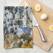 Custom Text Godafoss Waterfall, IJsland Theedoek (Quarter Fold)