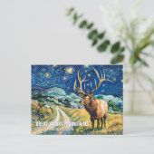 Custom Text Great Smoky Mountains Elk Van Gogh Art Briefkaart (Staand voorkant)