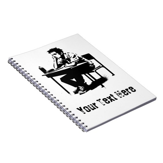 Custom Text Grunge Student Art Notebook Notitieboek (Rechterzijde)
