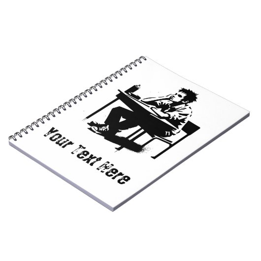 Custom Text Grunge Student Art Notebook Notitieboek (Linkerzijde)
