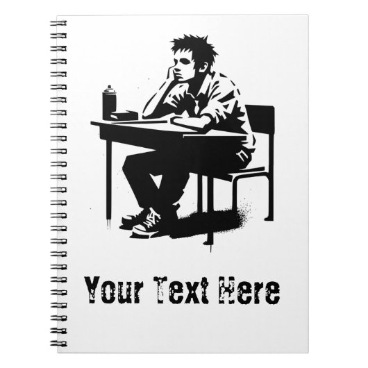 Custom Text Grunge Student Art Notebook Notitieboek (Voorkant)