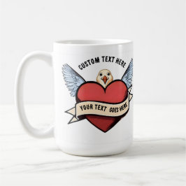 Custom Text | Heart Funny Seagull Tattoo Koffiemok
