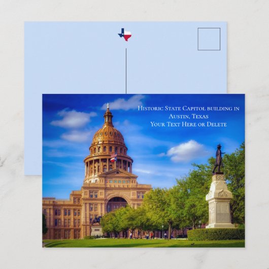 Custom Text Historic State Capitol Austin Texas Briefkaart (Voorkant / Achterkant)