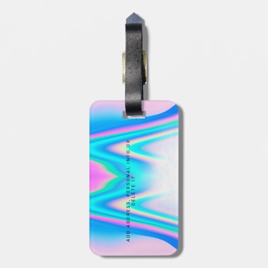 Custom Text Holographic Iridescent Bagagelabel (Achterkant verticaal)