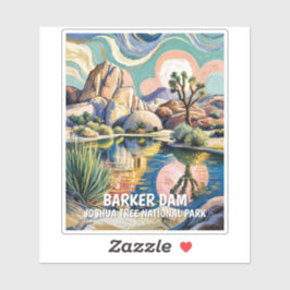 Custom Text Joshua Tree Dam Colorful Mountain Lake Sticker