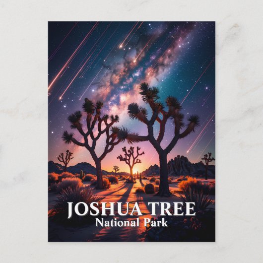 Custom Text Joshua Tree Night Sky Cosmic Landscape Briefkaart (Voorkant)