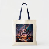 Custom Text Joshua Tree Night Sky Cosmic Landscape Tote Bag (Voorkant)