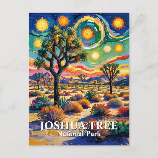 Custom Text Joshua Tree Van Gogh Colorful Desert Briefkaart (Voorkant)