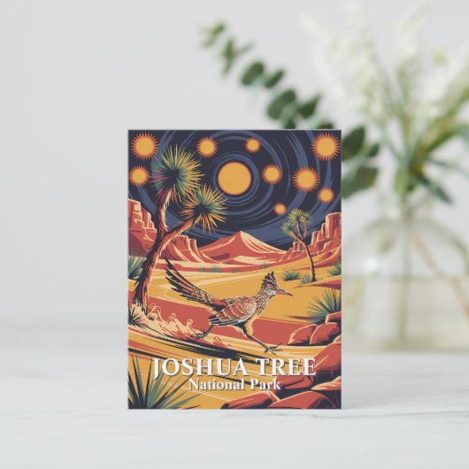 Custom Text Joshua Tree Wildlife Roadrunner Desert Briefkaart (Staand voorkant)