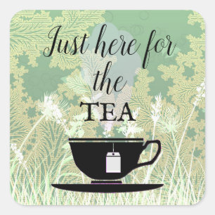 Custom Text Just Here voor de Tea Retro Teacup Vierkante Sticker