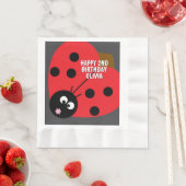 Custom Text Ladybird Party Napkin – Cute Cartoon  Servet (Insitu)