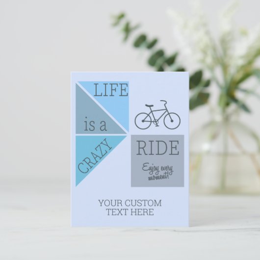 Custom Text Life is een Crazy Ride Briefkaart (Staand voorkant)