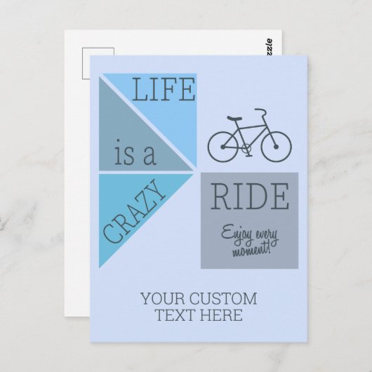 Custom Text Life is een Crazy Ride Briefkaart (Voorkant / Achterkant)