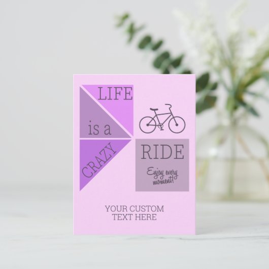 Custom Text Life is een Crazy Ride Briefkaart (Staand voorkant)