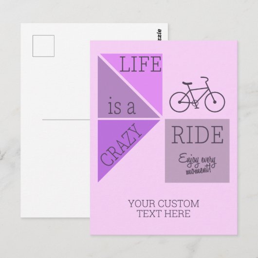 Custom Text Life is een Crazy Ride Briefkaart (Voorkant / Achterkant)