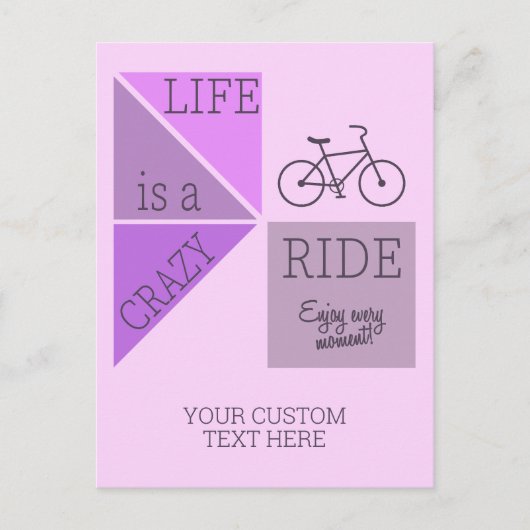 Custom Text Life is een Crazy Ride Briefkaart (Voorkant)