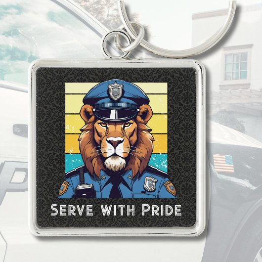 Custom Text Lion Gifts voor Politieagenten Pap Hem Sleutelhanger