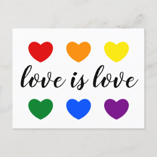 Custom Text Love is Love LGBT Rainbow Color Hests Briefkaart