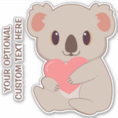Custom Text Love Koala Sticker (Voorkant)