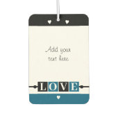 Custom text lovebirds romantic Valentine blue Luchtverfrisser (Voorkant)