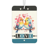 Custom text lovebirds romantic Valentine blue Luchtverfrisser (Achterkant)