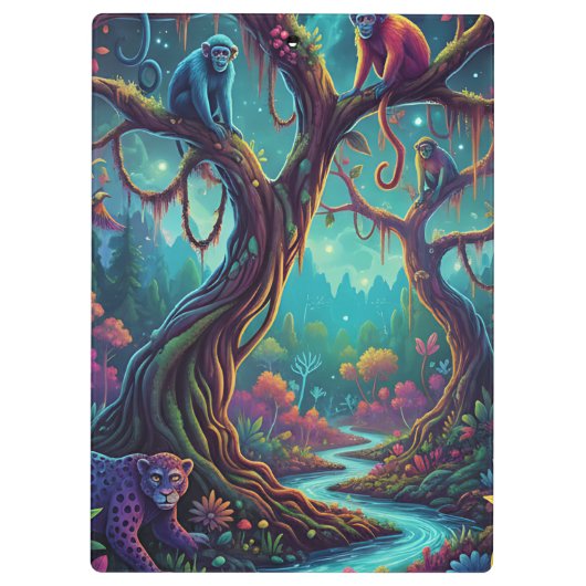 Custom Text Magical Jungle Monkeys & Leopard Klembord (Achterkant)