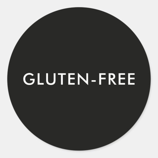 Custom Text Modern Black Gluten-free Food Label (Voorkant)