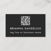 Custom Text Modern Black QR Code Professional Visitekaartje (Voorkant)