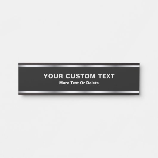 Custom Text Modern Black & Silver Glamorous Luxury Deurbordje (Voorkant)