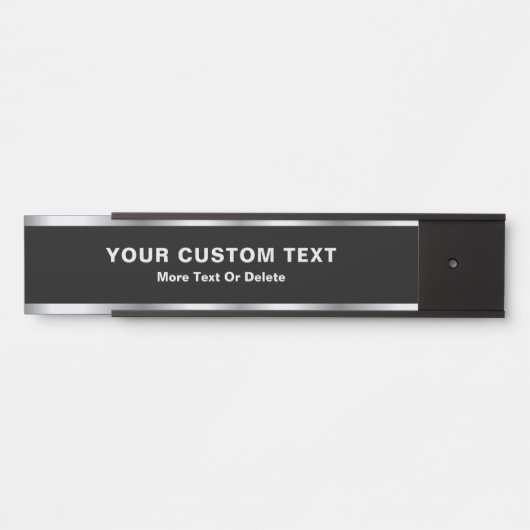 Custom Text Modern Black & Silver Glamorous Luxury Deurbordje (Voorkant)