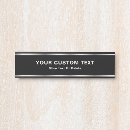 Custom Text Modern Black & Silver Glamorous Luxury Deurbordje (Voorkant)