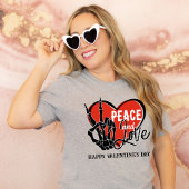 Custom Text Modern Skeleton Hand Vrede en Liefde T-shirt