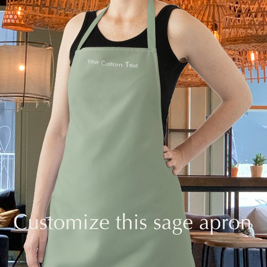 Custom Text Modern Stylish Sage Green Professional Schort