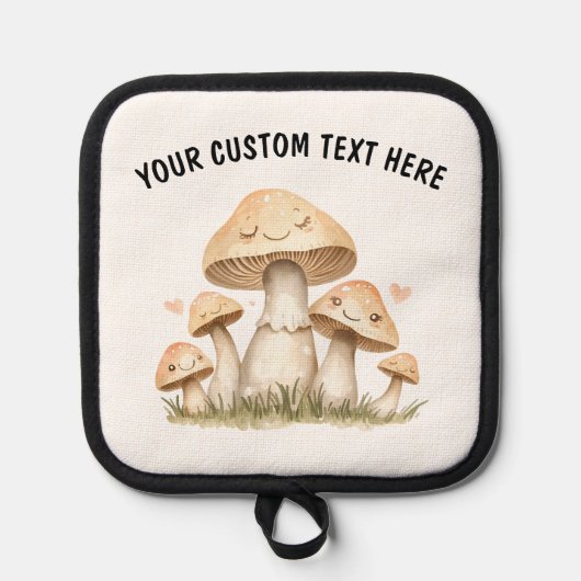 Custom Text Mushrooms With Heart Cute Pannenlap (Voorkant)