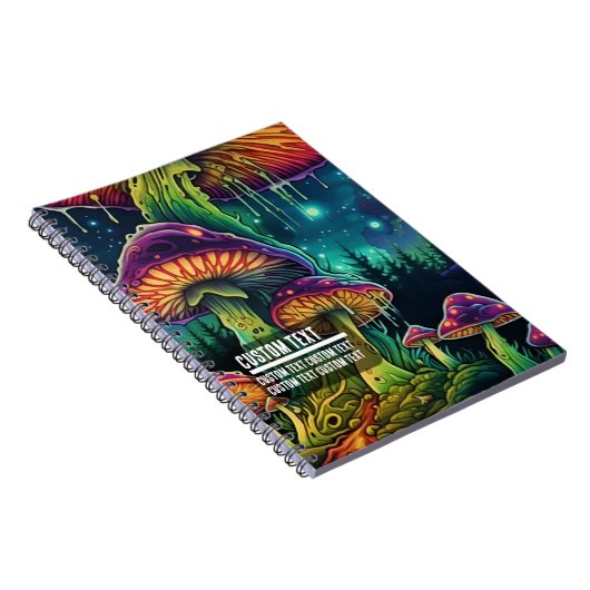 Custom Text Mystical Fungi Nightscape Vibrant Notitieboek (Rechterzijde)