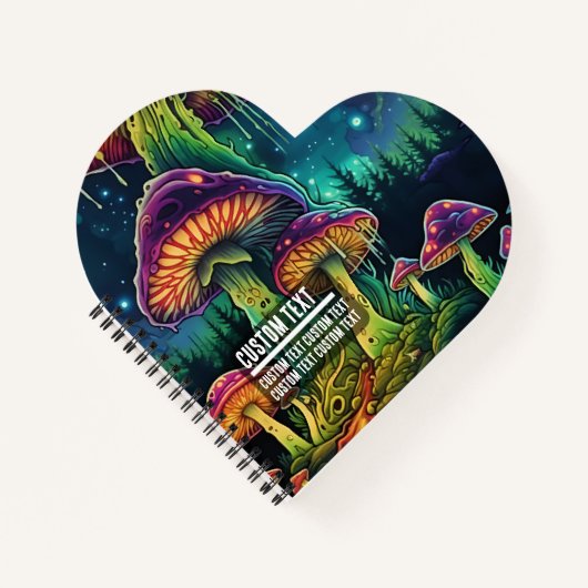 Custom Text Mystical Mushroom Grove Heart Journal  Notitieboek (Voorkant)