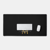 Custom Text Name Monogram Minimalist Black & Gold Bureaumat (Keyboard & Muis)
