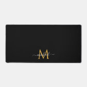 Custom Text Name Monogram Minimalist Black & Gold Bureaumat (Voorkant)