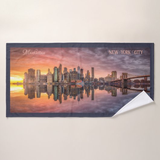 Custom Text New York City Skyline Badhanddoek (Badhanddoek)