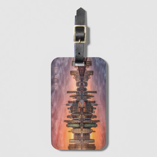 Custom Text New York City Skyline Bagagelabel (Voorkant (verticaal))