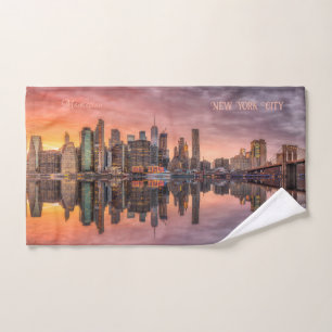 Custom Text New York City Skyline Handdoek