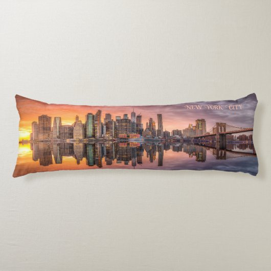Custom Text New York City Skyline Lichaamskussen (Voorkant)