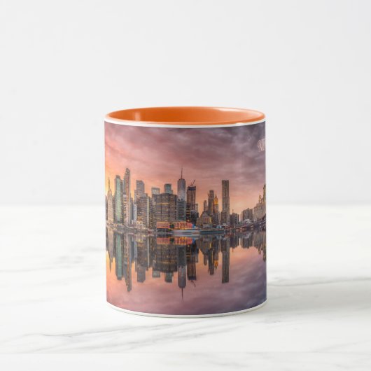 Custom Text New York City Skyline Mok (Midden)