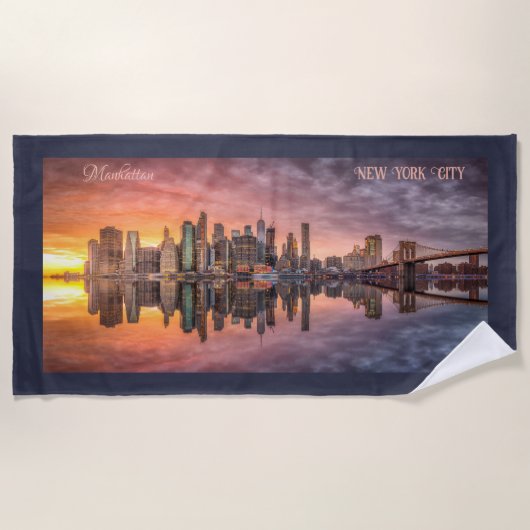 Custom Text New York City Skyline Strandlaken (Voorkant)