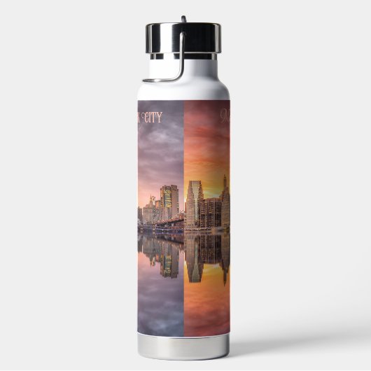 Custom Text New York City Skyline Waterfles (Rechts)